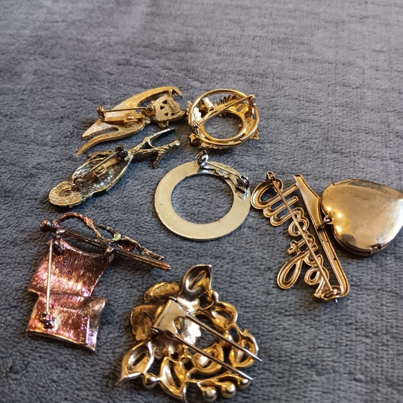 Vintage Brooch Set, Lot Of Costume Jewerly Pins, Retro Glam - Picture 8 of 10